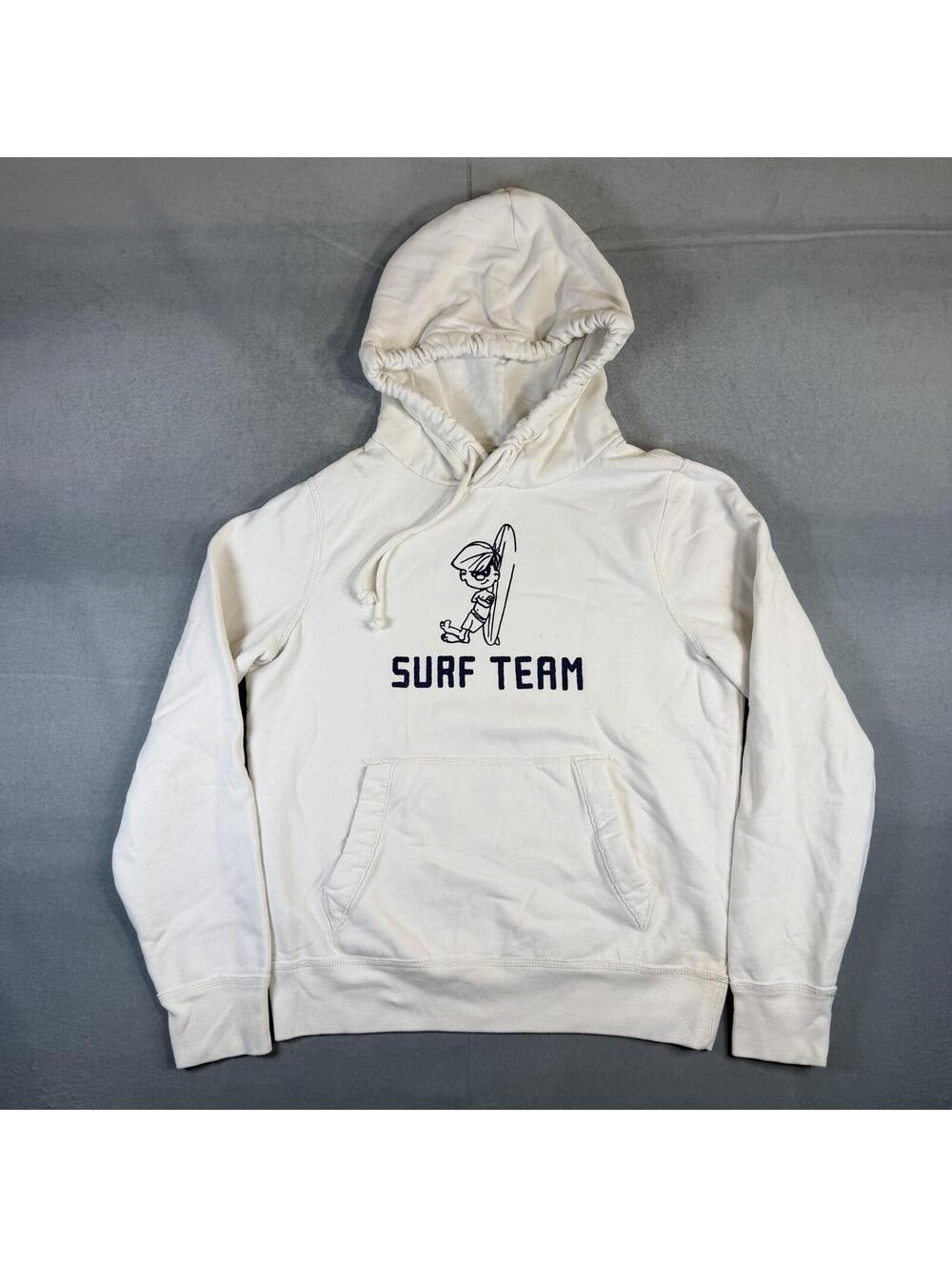 VTG Hollister Hoodie Mens Large White Surf Team Graphic Pullover Sweatshirt Y2K - Picture 2 of 9
